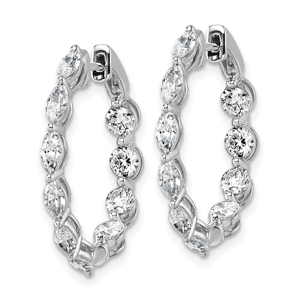 14k White Gold 3 1/5 carat Lab Grown Diamond VS+ F+ Complete Hinged In and Out Hoop Earrings