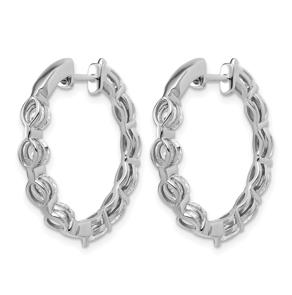 14k White Gold 3 1/5 carat Lab Grown Diamond VS+ F+ Complete Hinged In and Out Hoop Earrings