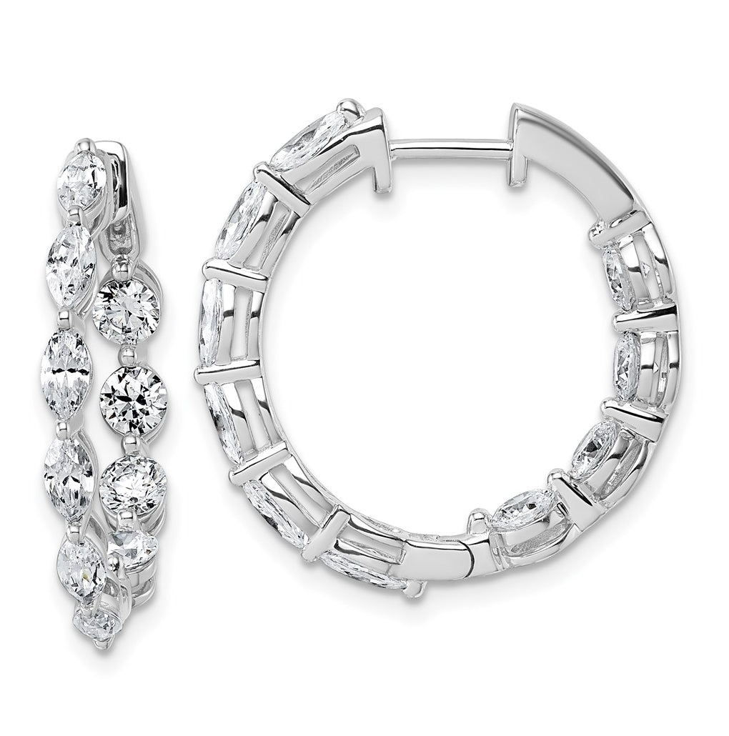 14k White Gold 3 1/5 carat Lab Grown Diamond VS+ F+ Complete Hinged In and Out Hoop Earrings