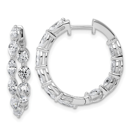 14k White Gold 3 1/5 carat Lab Grown Diamond VS+ F+ Complete Hinged In and Out Hoop Earrings