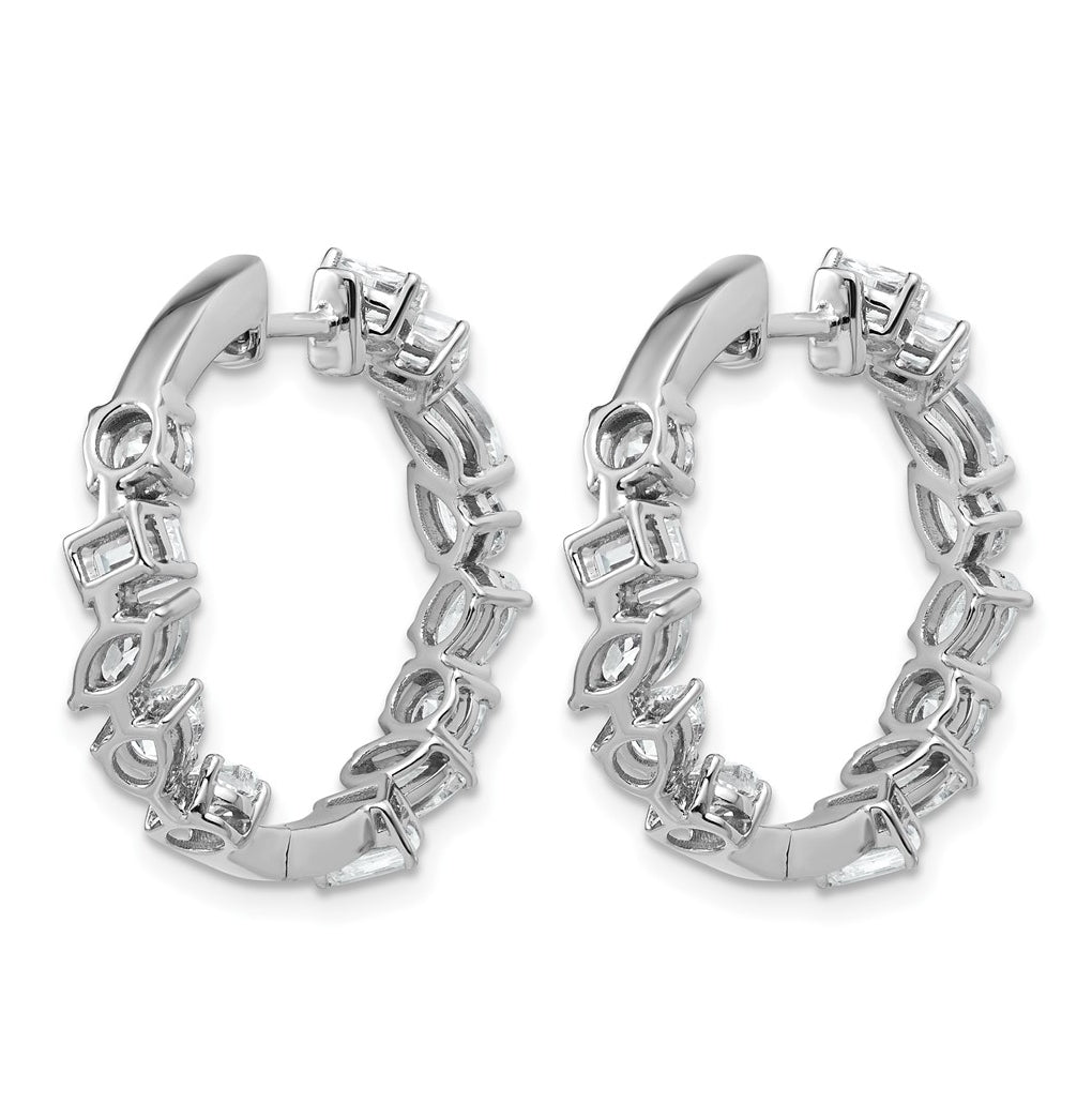 14k White Gold 4 1/2 carat Lab Grown Diamond VS+ F+ Complete Hinged In and Out Hoop Earrings