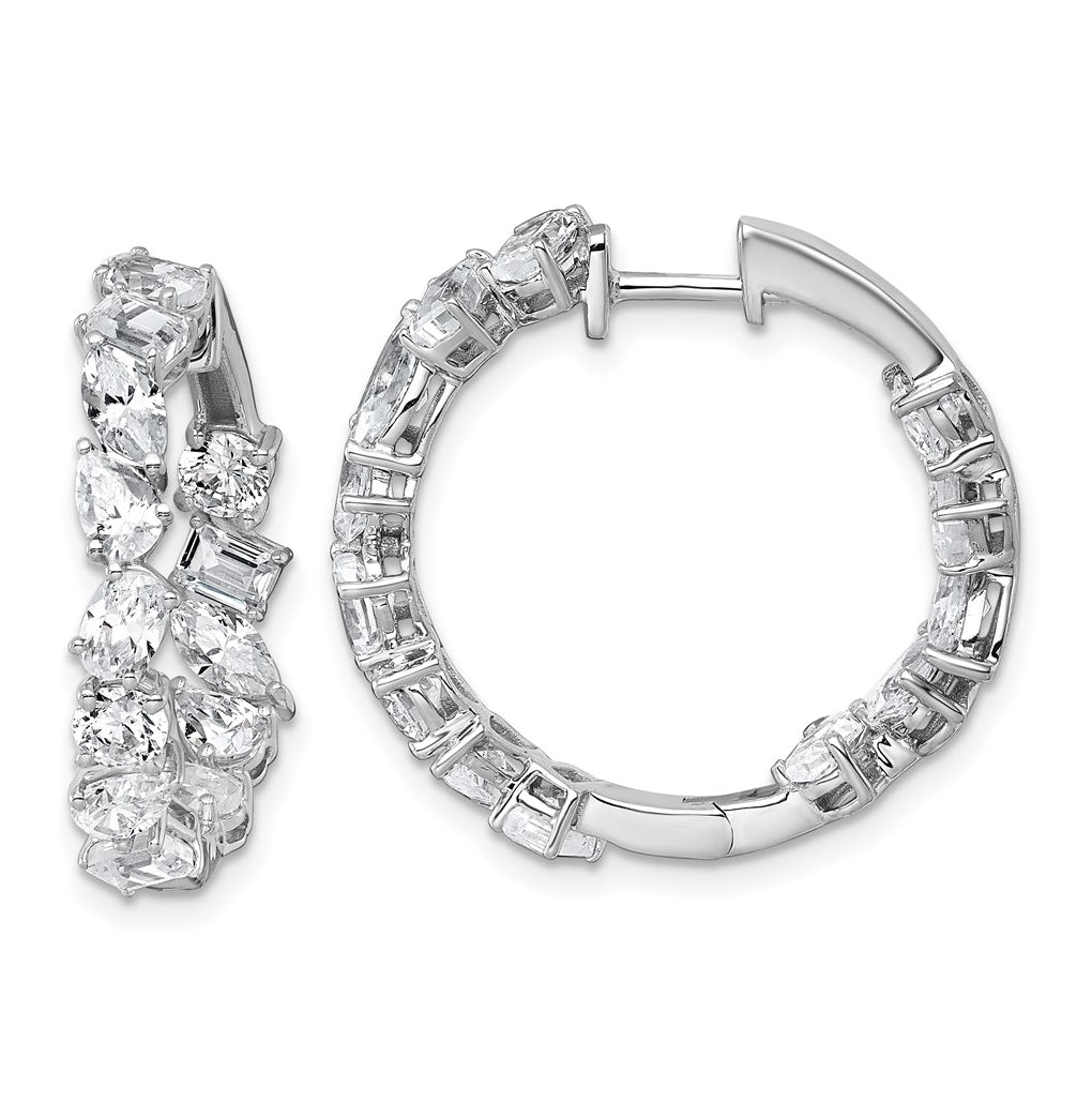14k White Gold 4 1/2 carat Lab Grown Diamond VS+ F+ Complete Hinged In and Out Hoop Earrings