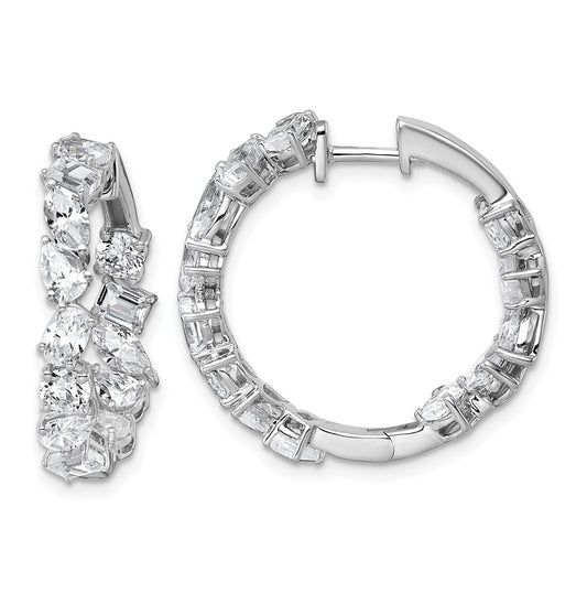 14k White Gold 4 1/2 carat Lab Grown Diamond VS+ F+ Complete Hinged In and Out Hoop Earrings