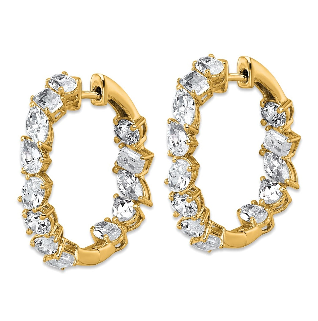 14k Yellow Gold 4 1/2 carat Lab Grown Diamond VS+ F+ Complete Hinged In and Out Hoop Earrings