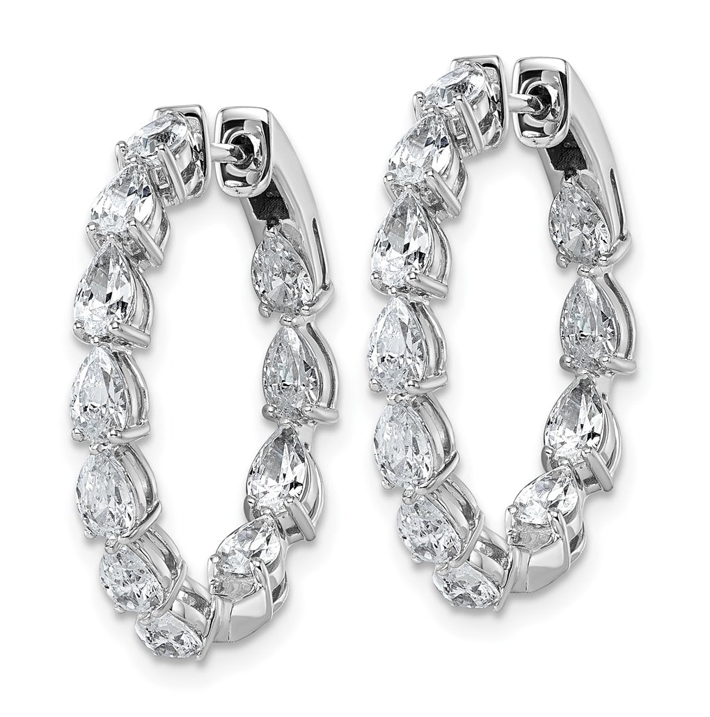 14k White Gold 3 1/3 carat Lab Grown Diamond VS+ F+ Complete Hinged In and Out Hoop Earrings