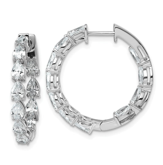 14k White Gold 3 1/3 carat Lab Grown Diamond VS+ F+ Complete Hinged In and Out Hoop Earrings