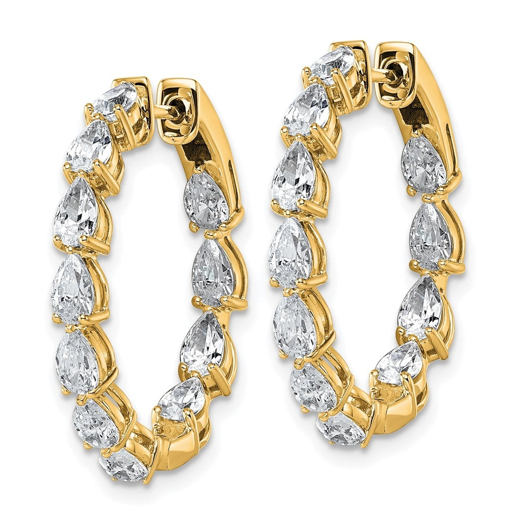 14k Yellow Gold 3 1/3 carat Lab Grown Diamond VS+ F+ Complete Hinged In and Out Hoop Earrings