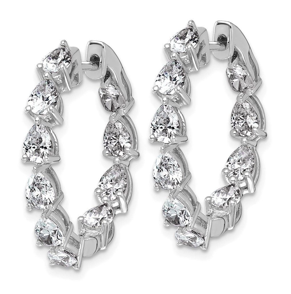 14k White Gold 3 carat Lab Grown Diamond VS+ F+ Complete Hinged In and Out Hoop Earrings