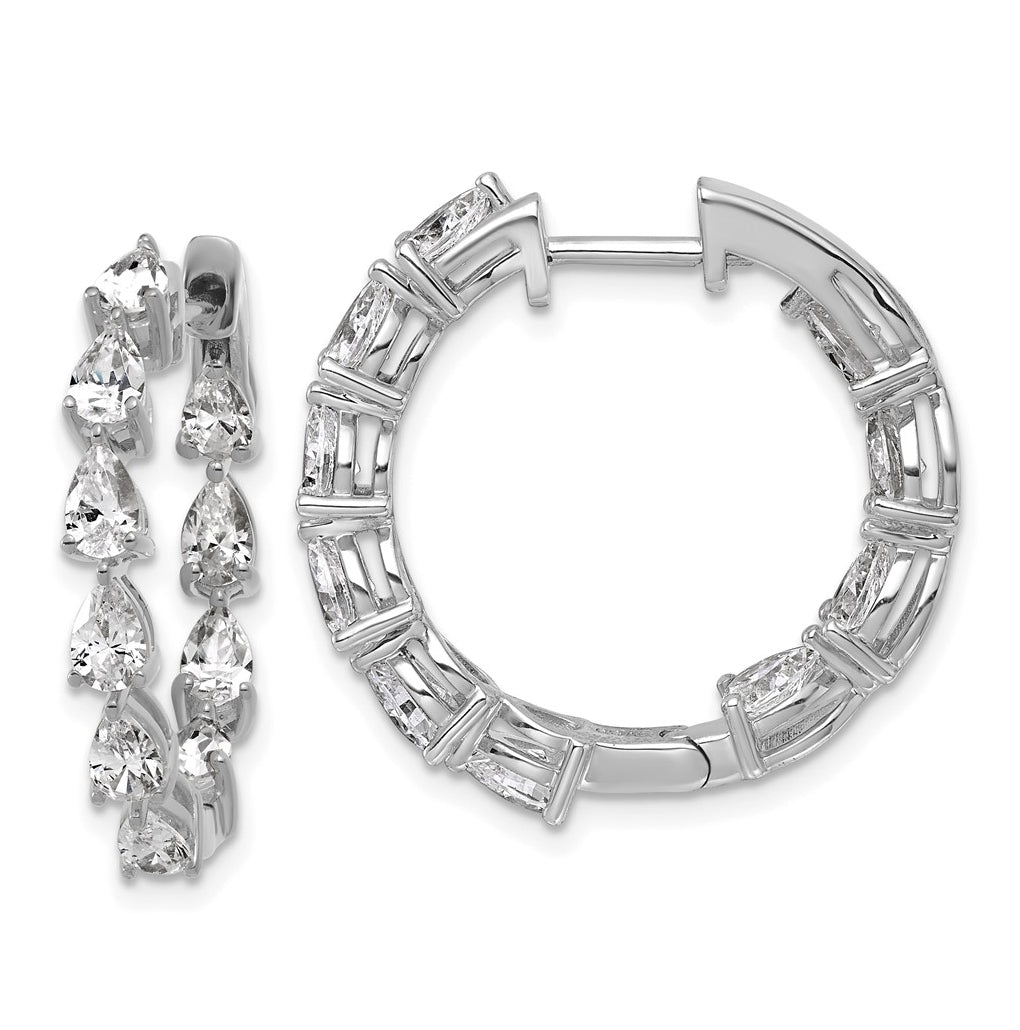 14k White Gold 3 carat Lab Grown Diamond VS+ F+ Complete Hinged In and Out Hoop Earrings