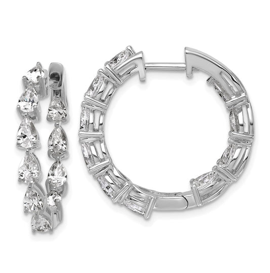 14k White Gold 3 carat Lab Grown Diamond VS+ F+ Complete Hinged In and Out Hoop Earrings