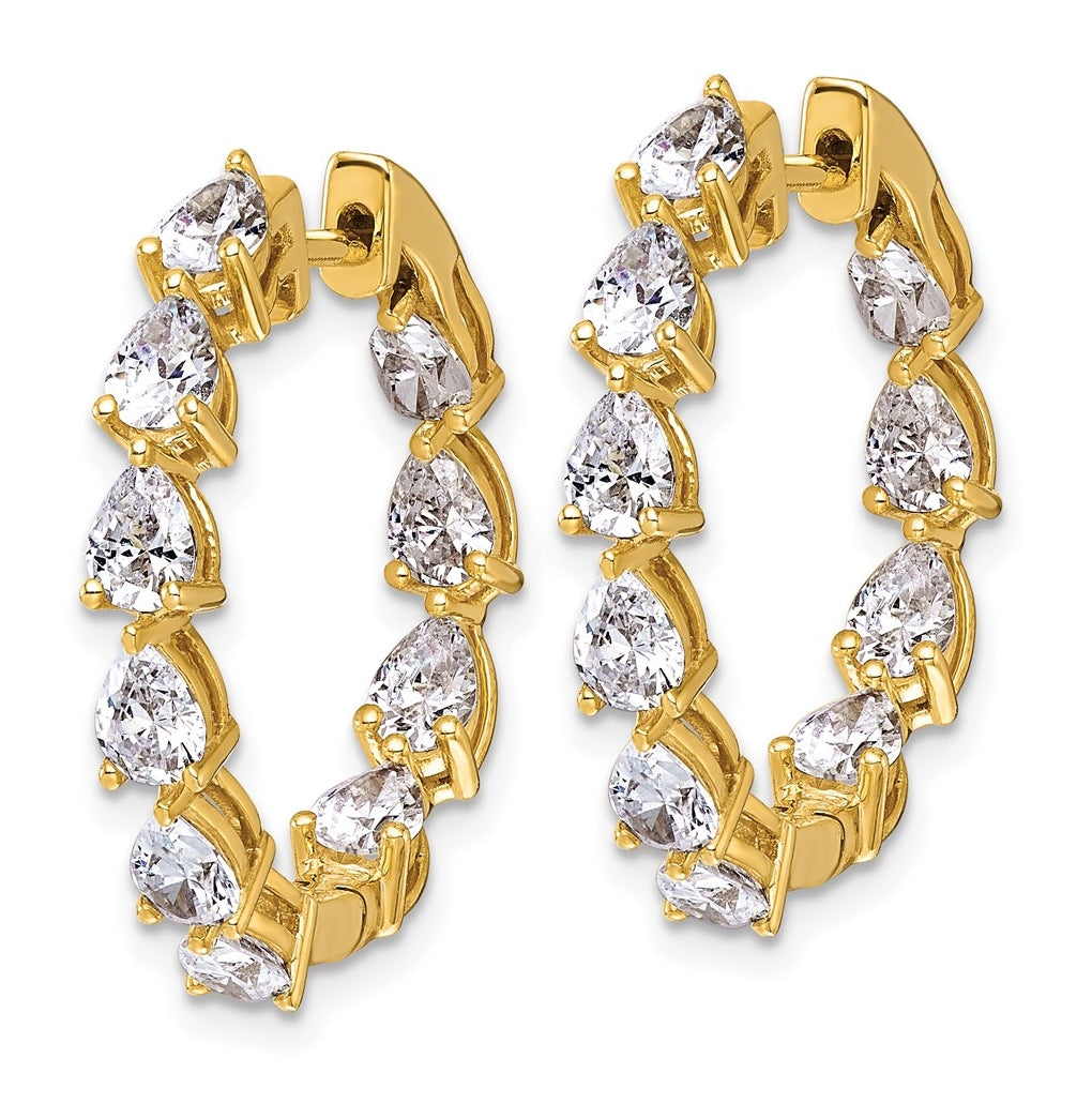 14k Yellow Gold 3 carat Lab Grown Diamond VS+ F+ Complete Hinged In and Out Hoop Earrings