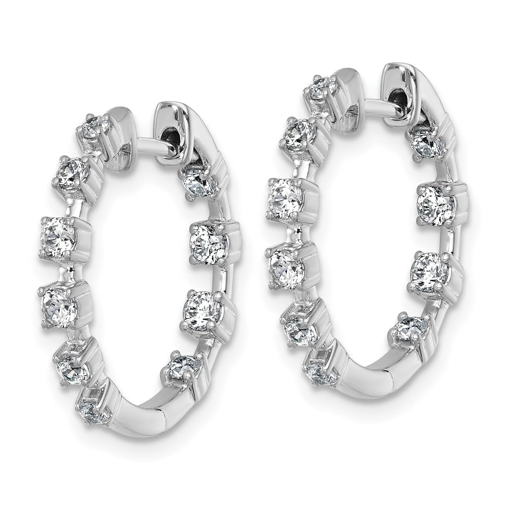 14k White Gold 7/8 carat Lab Grown Diamond VS+ F+ Complete Hinged Hoop Earrings