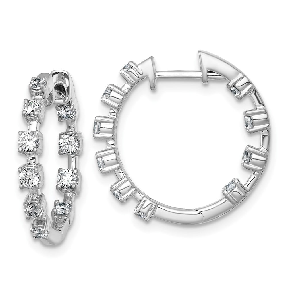 14k White Gold 7/8 carat Lab Grown Diamond VS+ F+ Complete Hinged Hoop Earrings