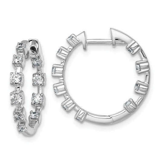 14k White Gold 7/8 carat Lab Grown Diamond VS+ F+ Complete Hinged Hoop Earrings