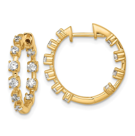 14k Yellow Gold 7/8 carat Lab Grown Diamond VS+ F+ Complete Hinged Hoop Earrings