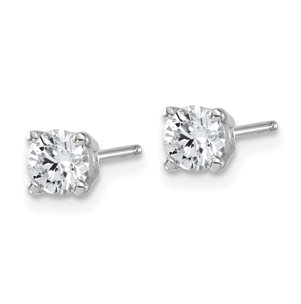14K Yellow Or White Gold Lab Grown Diamond VS/SI+ G+ Complete Round Angled Profile Four Prong Stud Earrings