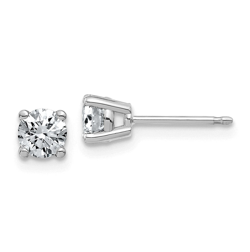14K Yellow Or White Gold Lab Grown Diamond VS+ F+ Complete Round Angled Profile Four Prong Stud Earrings
