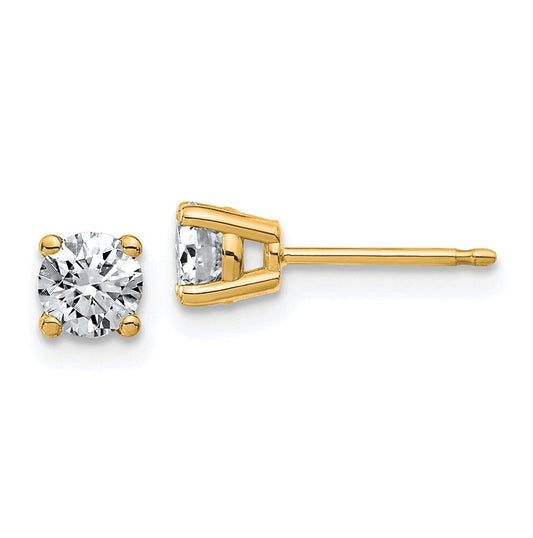 14K Yellow Or White Gold Lab Grown Diamond VS/SI+ G+ Complete Round Angled Profile Four Prong Stud Earrings