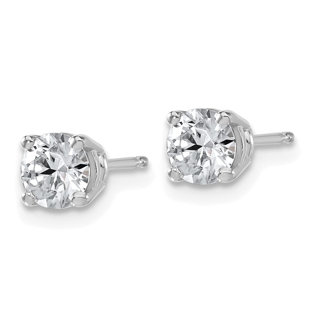 14K Yellow Or White Gold Lab Grown Diamond VS/SI+ G+ Complete Round Angled Profile Four Prong Stud Earrings