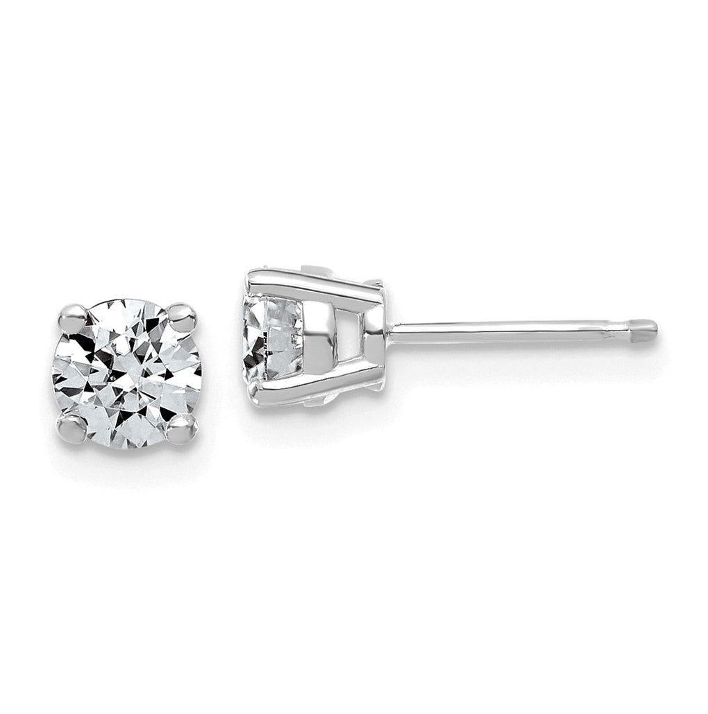 14K Yellow Or White Gold Lab Grown Diamond VS/SI+ G+ Complete Round Angled Profile Four Prong Stud Earrings