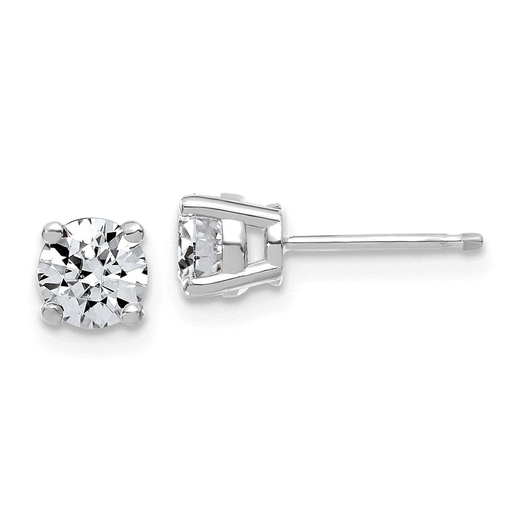 14K Yellow Or White Gold Lab Grown Diamond VS+ F+ Complete Round Angled Profile Four Prong Stud Earrings