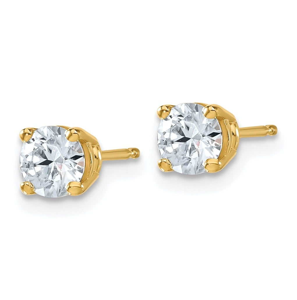 14K Yellow Or White Gold Lab Grown Diamond VS/SI+ G+ Complete Round Angled Profile Four Prong Stud Earrings