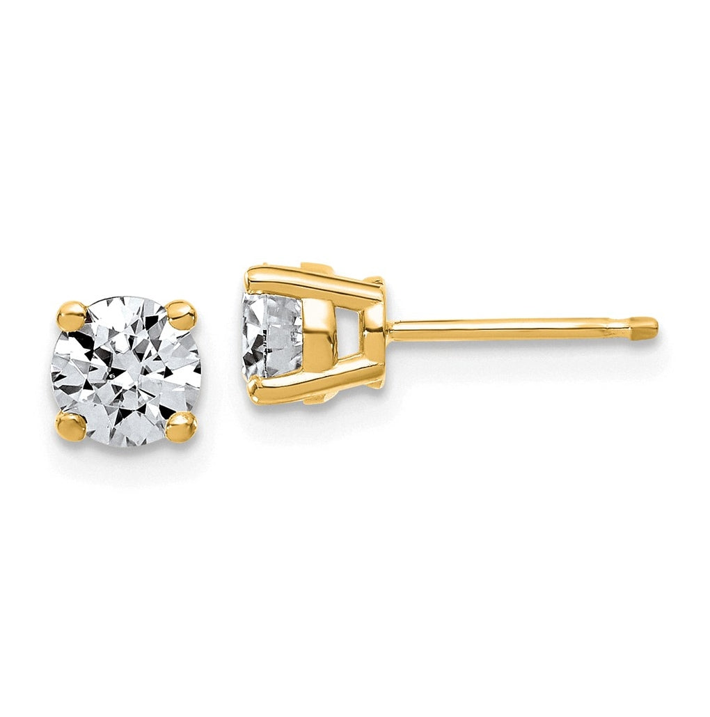 14K Yellow Or White Gold Lab Grown Diamond VS/SI+ G+ Complete Round Angled Profile Four Prong Stud Earrings