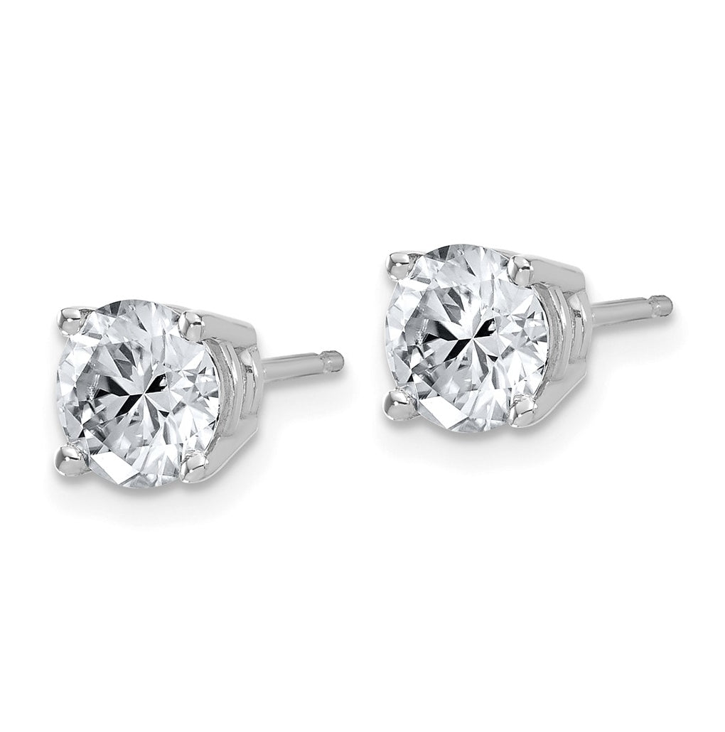 14K Yellow Or White Gold Lab Grown Diamond VS/SI+ G+ Complete Round Angled Profile Four Prong Stud Earrings