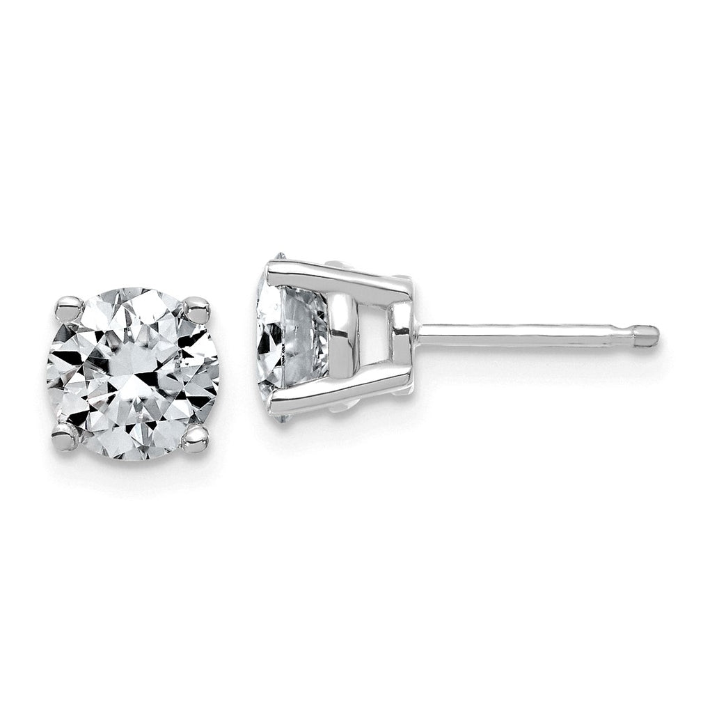 14K Yellow Or White Gold Lab Grown Diamond VS/SI+ G+ Complete Round Angled Profile Four Prong Stud Earrings