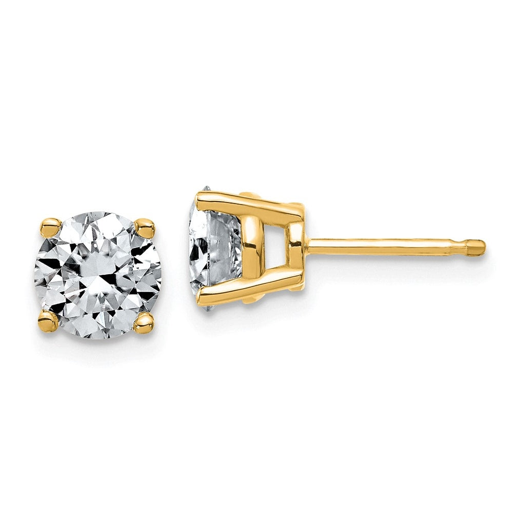 14K Yellow Or White Gold Lab Grown Diamond VS/SI+ G+ Complete Round Angled Profile Four Prong Stud Earrings
