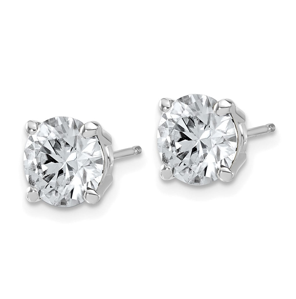 14K Yellow Or White Gold Lab Grown Diamond VS+ F+ Complete Round Angled Profile Four Prong Stud Earrings