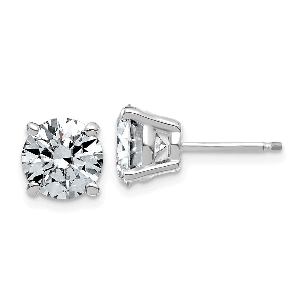14K Yellow Or White Gold Lab Grown Diamond VS/SI+ G+ Complete Round Angled Profile Four Prong Stud Earrings