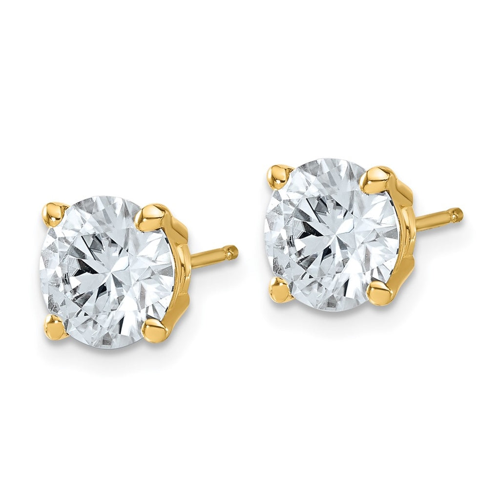 14K Yellow Or White Gold Lab Grown Diamond VS/SI+ G+ Complete Round Angled Profile Four Prong Stud Earrings