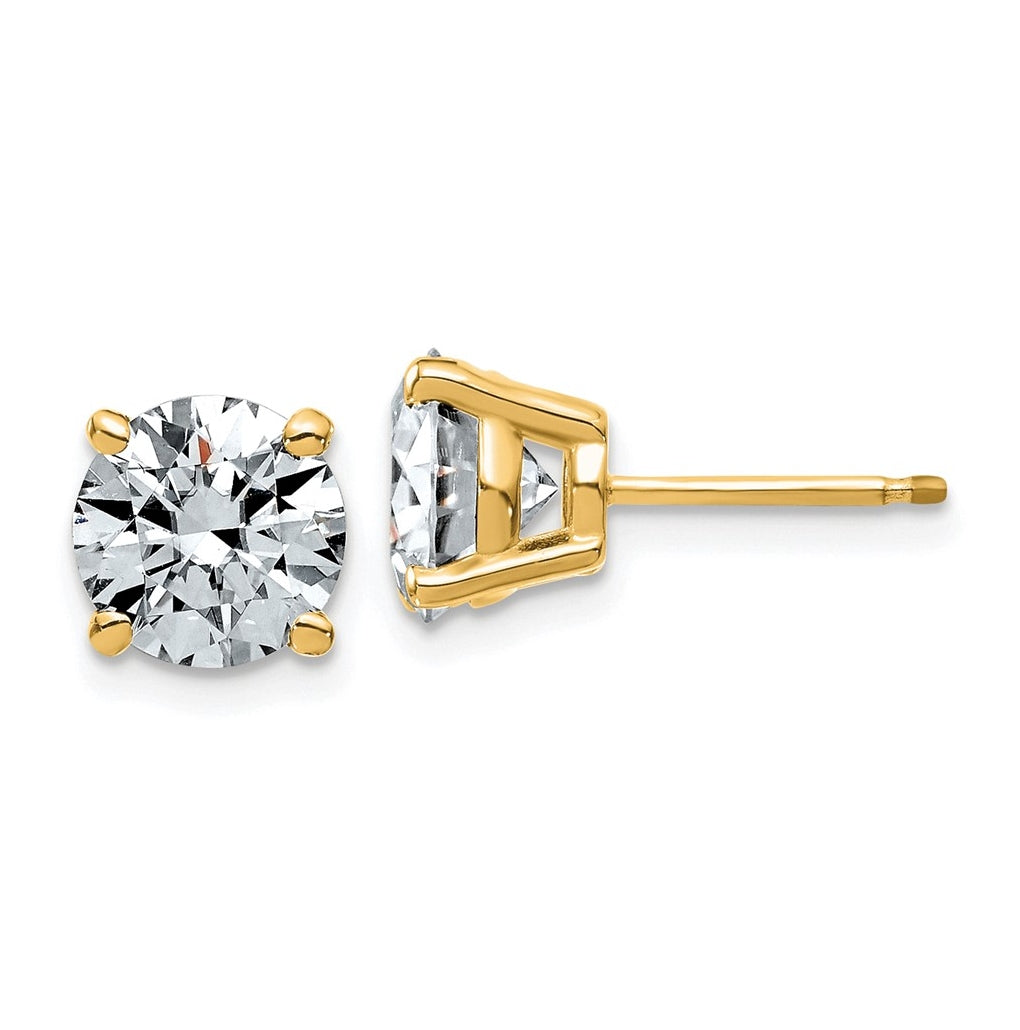14K Yellow Or White Gold Lab Grown Diamond VS/SI+ G+ Complete Round Angled Profile Four Prong Stud Earrings
