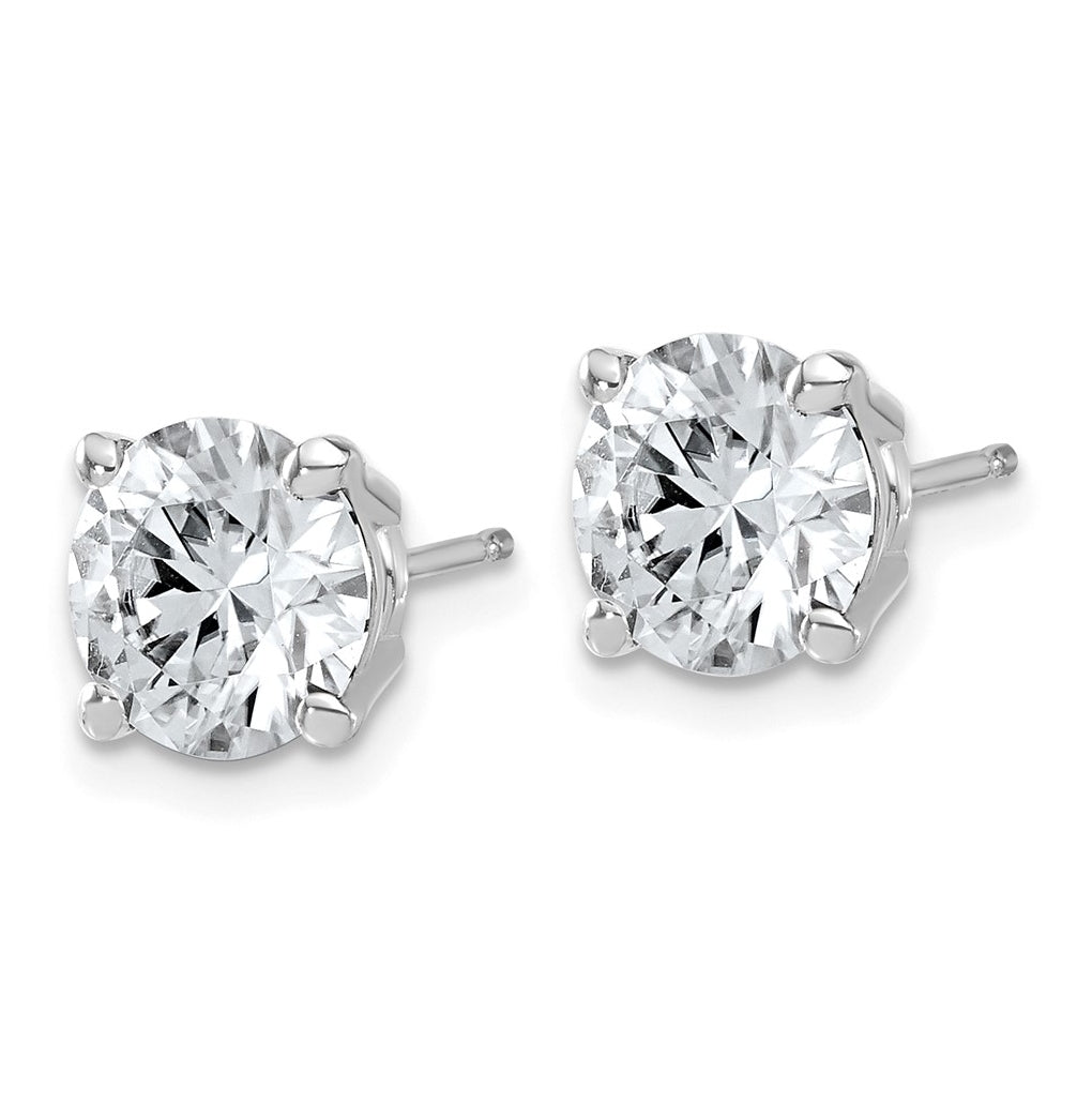 14K Yellow Or White Gold Lab Grown Diamond VS/SI+ G+ Complete Round Angled Profile Four Prong Stud Earrings