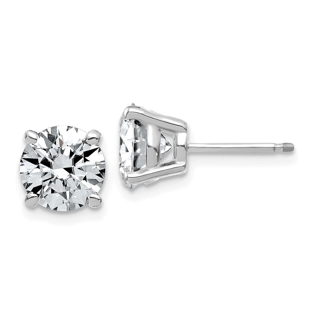 14K Yellow Or White Gold Lab Grown Diamond VS+ F+ Complete Round Angled Profile Four Prong Stud Earrings