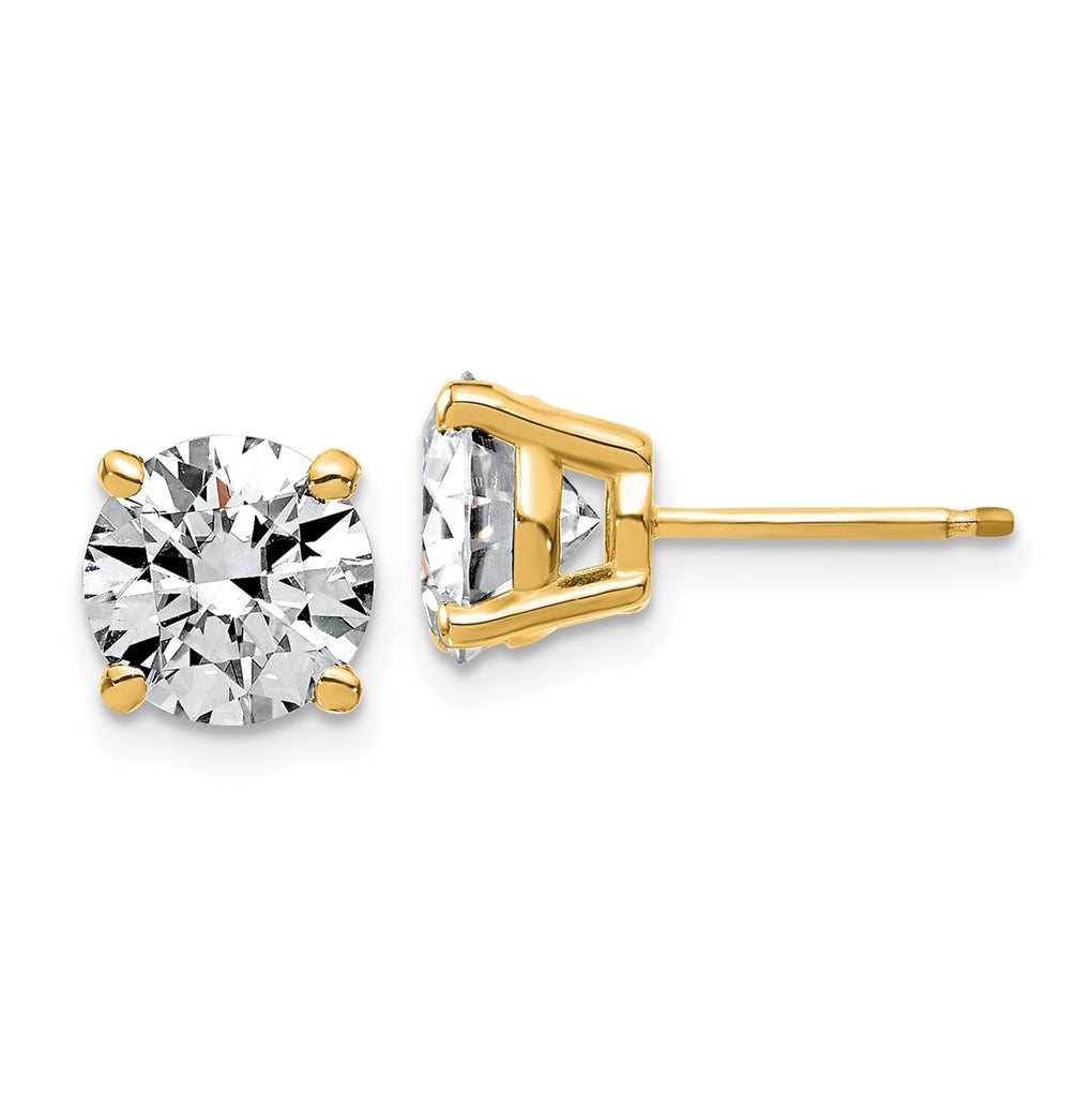14K Yellow Or White Gold Lab Grown Diamond VS/SI+ G+ Complete Round Angled Profile Four Prong Stud Earrings