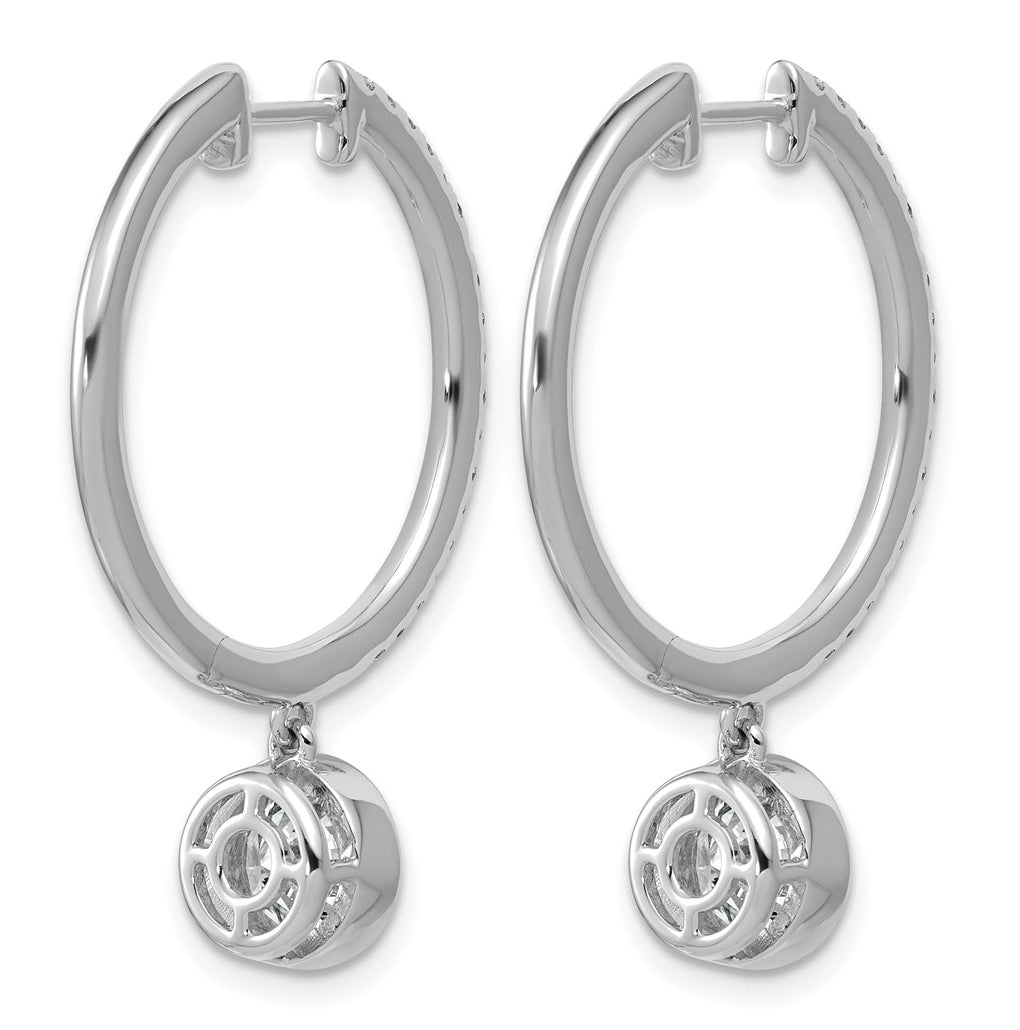 True Origin 14k White Gold 2 3/8 carat Lab Grown Diamond VS+ F+ Complete Round Bezel-Set Dangle In/Out Hoop Earrings