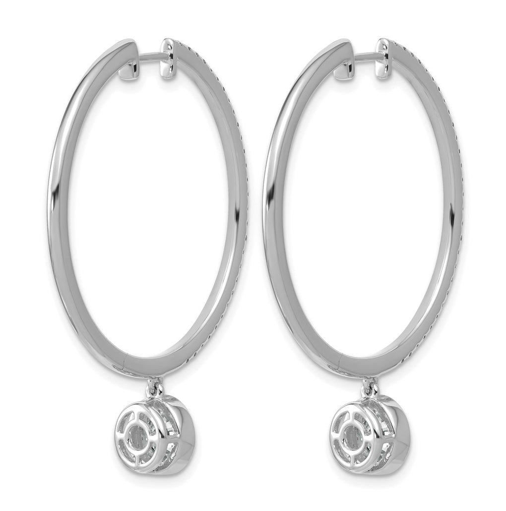 True Origin 14k White Gold 2 5/8 carat Lab Grown Diamond VS+ F+ Complete Round Bezel-Set Dangle In/Out Hoop Earrings