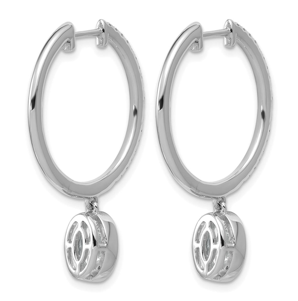 True Origin 14k White Gold 2 3/8 carat Lab Grown Diamond VS+ F+ Complete Oval Bezel-Set Dangle In/Out Hoop Earrings