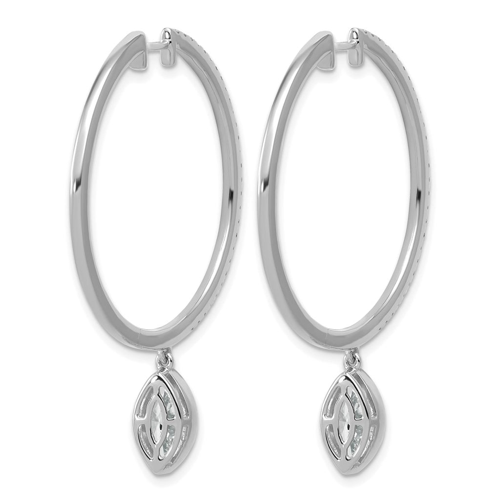 True Origin 14k White Gold 2 5/8 carat Lab Grown Diamond VS+ F+ Complete Marquise Bezel-Set Dangle In/Out Hoop Earrings