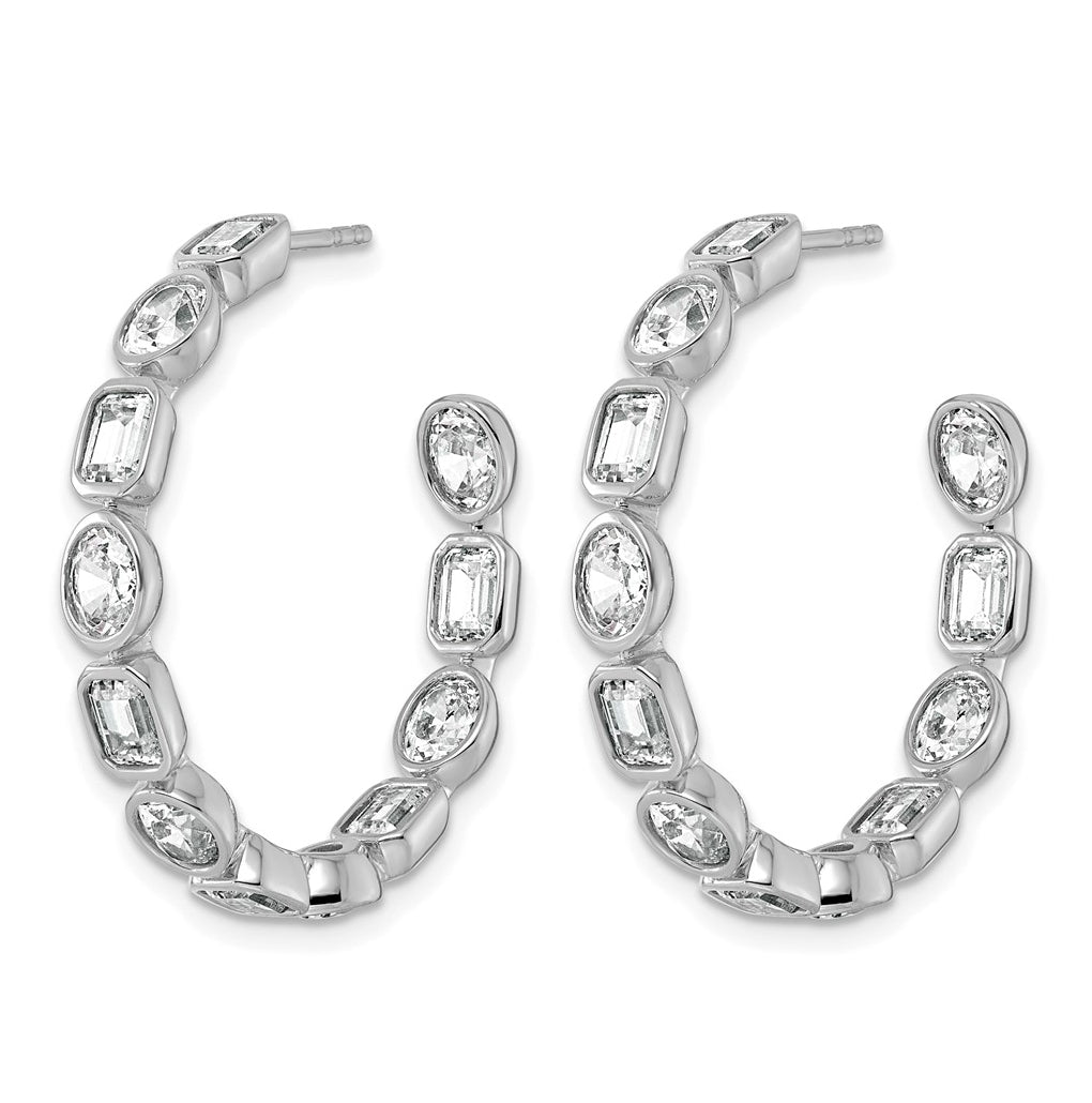 True Origin 14k White Gold 4 3/4 carat Lab Grown Diamond VS+ F+ Complete Mixed Bezel-Set Post Hoop Earrings