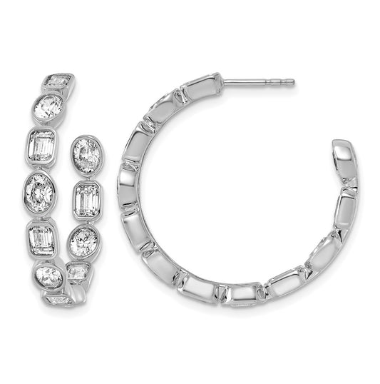 True Origin 14k White Gold 4 3/4 carat Lab Grown Diamond VS+ F+ Complete Mixed Bezel-Set Post Hoop Earrings