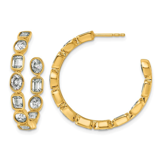 True Origin 14k Yellow Gold 4 3/4 carat Lab Grown Diamond VS+ F+ Complete Mixed Bezel-Set Post Hoop Earrings