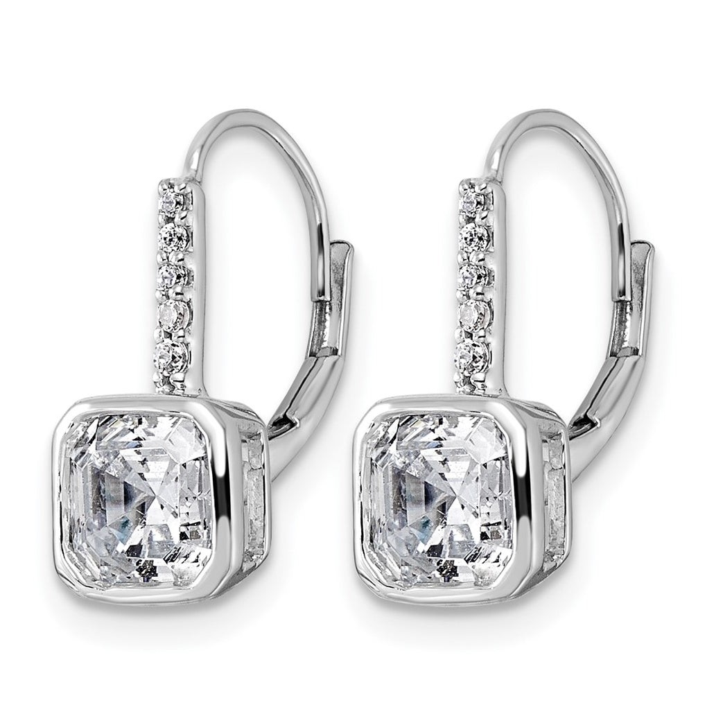True Origin 14k White Gold 3 carat Lab Grown Diamond VS+ F+ Complete Square Bezel-Set Leverback Earrings