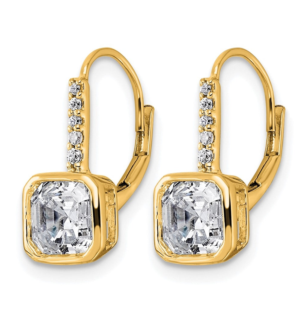True Origin 14k Yellow Gold 3 carat Lab Grown Diamond VS+ F+ Complete Square Bezel-Set Leverback Earrings
