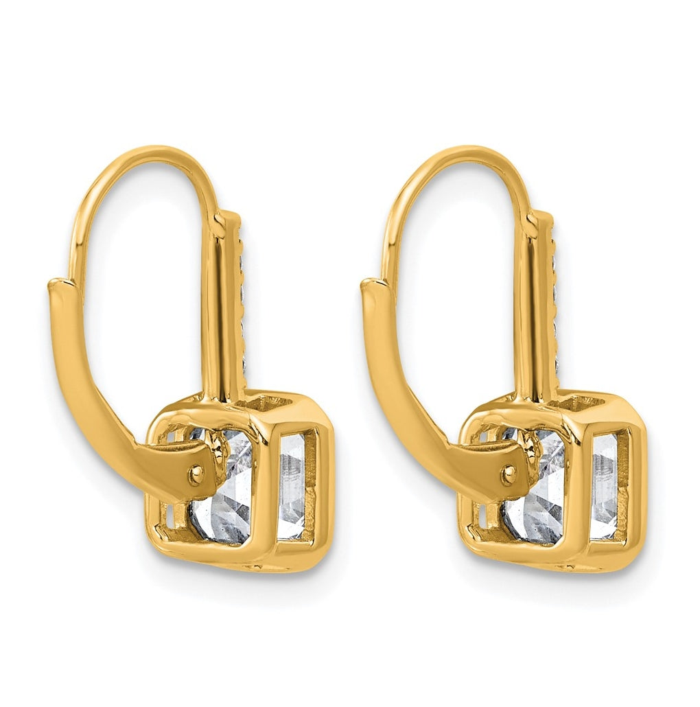 True Origin 14k Yellow Gold 3 carat Lab Grown Diamond VS+ F+ Complete Square Bezel-Set Leverback Earrings