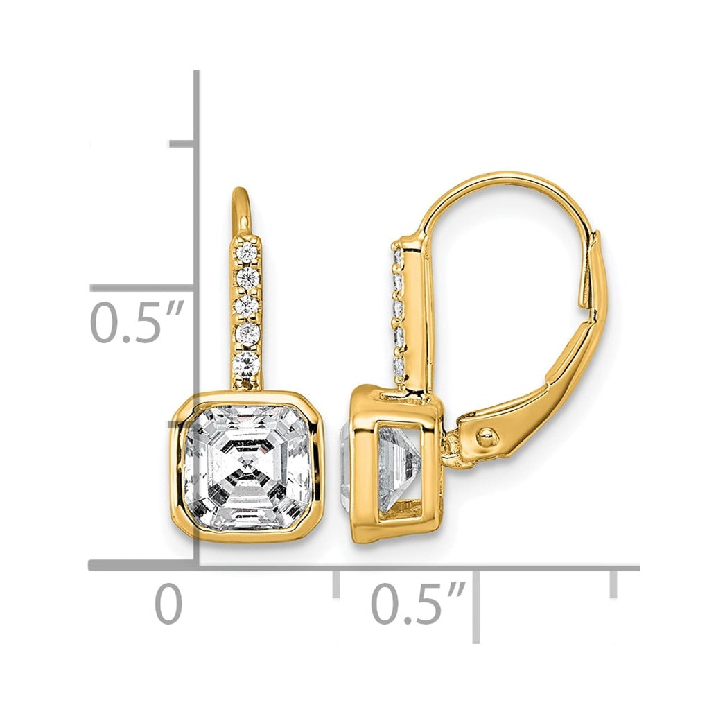 True Origin 14k Yellow Gold 3 carat Lab Grown Diamond VS+ F+ Complete Square Bezel-Set Leverback Earrings