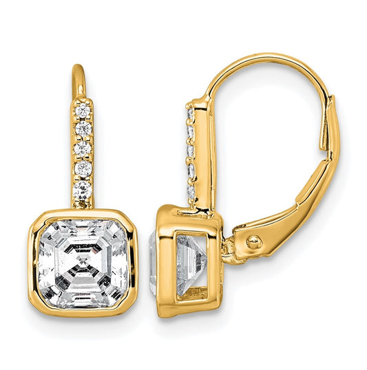 True Origin 14k Yellow Gold 3 carat Lab Grown Diamond VS+ F+ Complete Square Bezel-Set Leverback Earrings