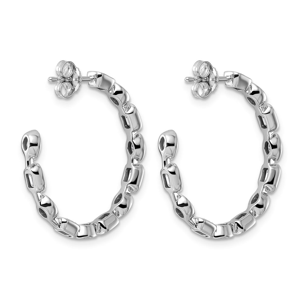 14K White Gold 2 3/4ct Lab Grown Diamond VS+ F+ Post Emerald/Oval Hoop Earrings